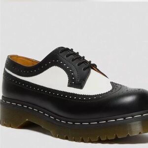 Dr. Martens Black and White Bex Smooth leather brogue